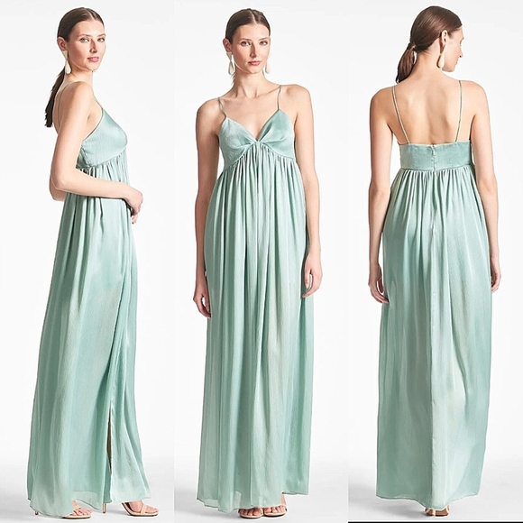 Sachin + Babi Dresses & Skirts - BHLDN Sachin & Babi Jessica Crinkled Georgette Deep Jade Gown Size 6